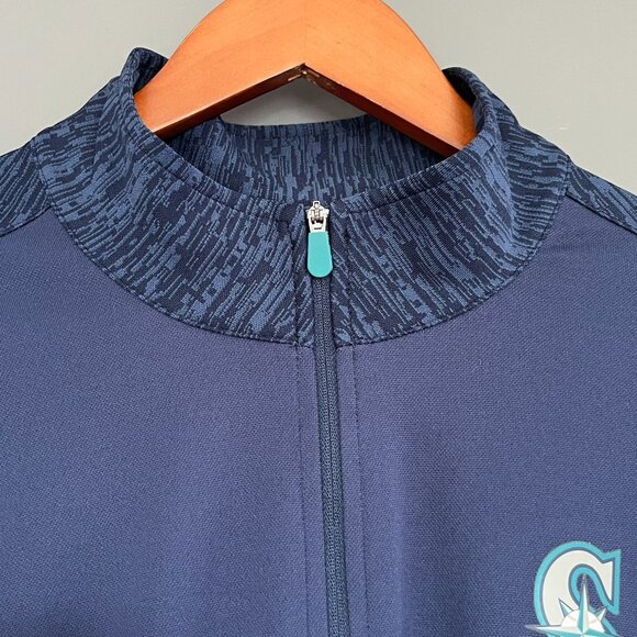 Seattle Mariners Majestic Cool Base Men's Quarter-Zip Pullover Size Medium M MLB - Picture 5 of 11